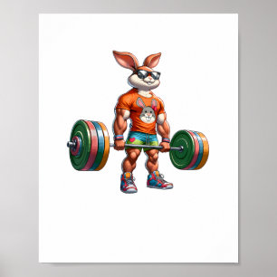 Póster Bodybuilder Easter Bunny Herrera Gimnasio Deadlife