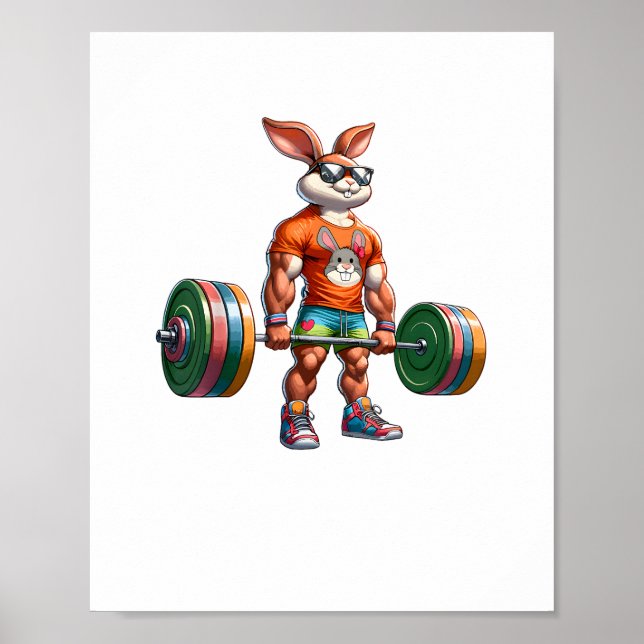 Póster Bodybuilder Easter Bunny Herrera Gimnasio Deadlife (Frente)