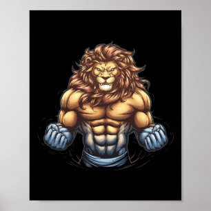 Póster Bodybuilder Lion Lover Gym Wear Fitness Workout Bo