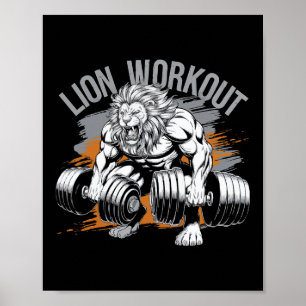 Póster Bodybuilder Lion Lover Gym Wear Fitness Workout Bo