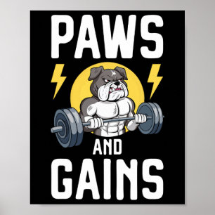 Póster Bodybuilder Perro Lover Gym Wear Fitness Workout B