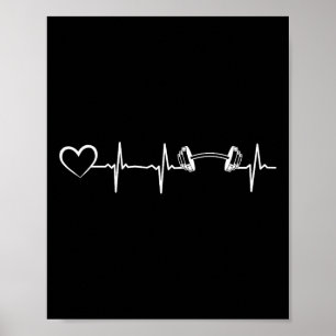 Póster Bodybuilding Dumbbell Heartbeat Gym Bodybuil
