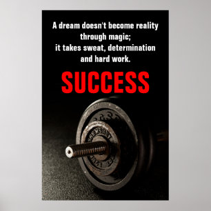 Póster Bodybuilding Fitness Éxito Inspirador Dumbell