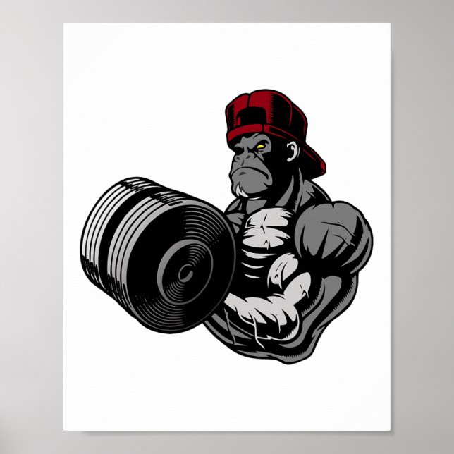 Póster Bodybuilding Gorilla Gym Strength Training Workout (Frente)