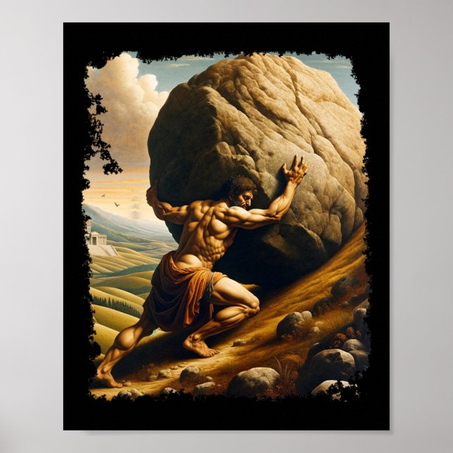 Póster Bodybuilding Sisyphus Endurance Clic Art Greek Myt (Frente)