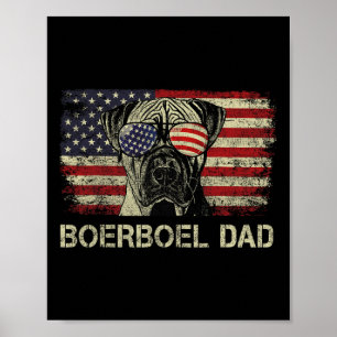 Póster Boerboel Dad Dog Ama La Bandera Estadounidense 4 D