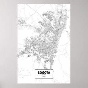 Póster Bogotá, Colombia (negro sobre blanco)