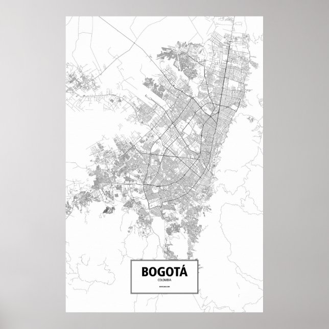 Póster Bogotá, Colombia (negro sobre blanco) (Frente)