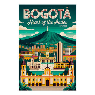 Póster Bogotá Vintage Colombia Corazón de los Andes Retro
