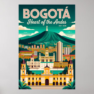 Póster Bogotá Vintage Colombia Corazón de los Andes Retro