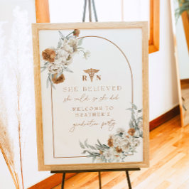 Póster BOHEME Terracotta Floral Boho RN Licenciado en Enf