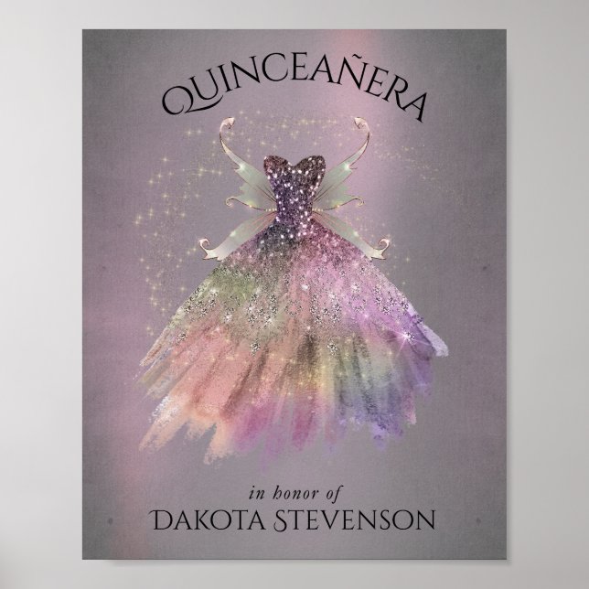 Póster Bohemian Fairy Ball Gown | Muted Ombre Wine Sheen (Frente)