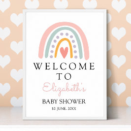 Póster Bohemian Pastel Rainbow Baby Shower for a Girl