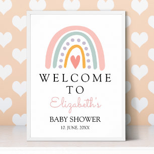Póster Bohemian Pastel Rainbow Baby Shower for a Girl