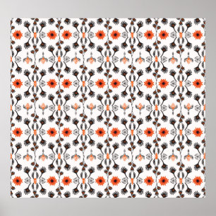 Póster Bohemio a rayas florales: cosecha a mano.