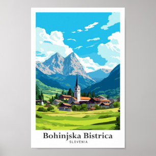 Póster Bohinjska Bistrica Eslovenia Ilustracion de viajes