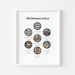 Póster Boho acuarela soy declaración de Jesús poster