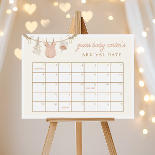 Póster Boho Adivina la partida de Baby Shower del Calenda