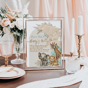 Póster Boho animal safari Oh Boy Belly de mamá Baby Showe