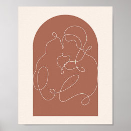 Póster Boho Arch Kissing Continuous Linear Line Art 1