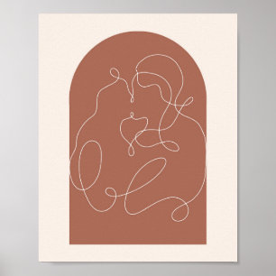 Póster Boho Arch Kissing Continuous Linear Line Art 1