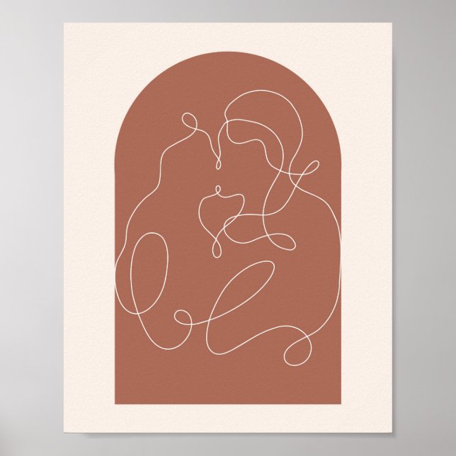 Póster Boho Arch Kissing Continuous Linear Line Art 1 (Frente)