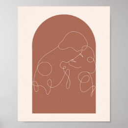 Póster Boho Arch Kissing Continuous Linear Line Art 2