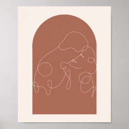 Póster Boho Arch Kissing Continuous Linear Line Art 2