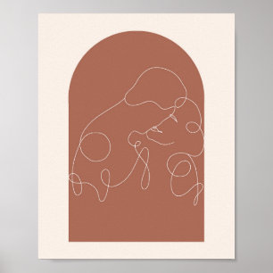 Póster Boho Arch Kissing Continuous Linear Line Art 2