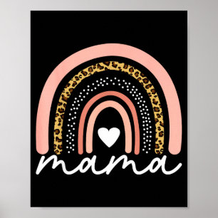 Póster Boho Arcoíris Mamá Leopardo Día de las Madres Cute