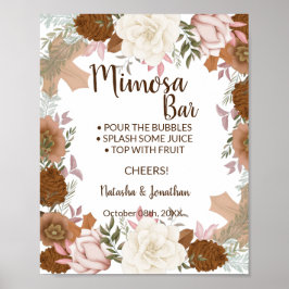 Póster Boho Autumn Mimosa Bar Bridal Shower Rótulo Boda