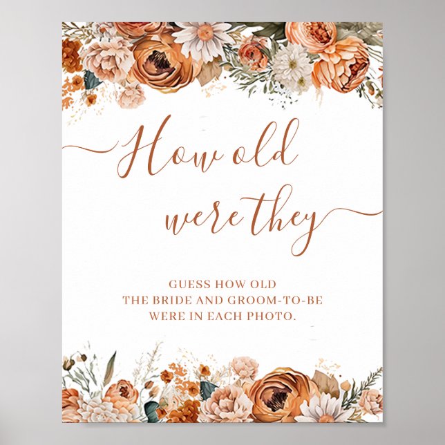 Póster Boho Autumn Terracotta Fall Bridal Shower Game (Frente)