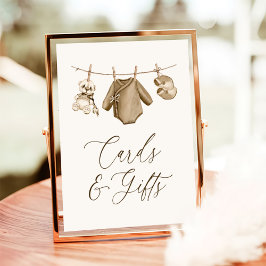 Póster Boho Baby Clocks Boy Tarjetas Baby Shower y Regalo