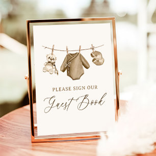 Póster Boho Baby Clothes Boy Baby Shower Guest Book Rótul