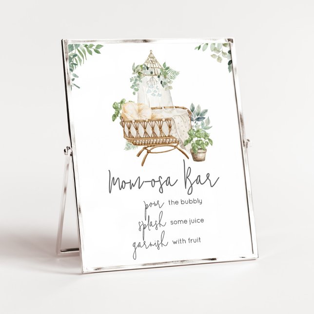 Póster Boho Baby Crib Baby Shower Mom Osa Bar (Baby Crib Boho Baby Shower Mom Osa Bar Sign)