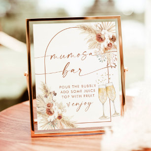 Póster Boho Baby Shower Mimosa Mumosa Bar Rótulo