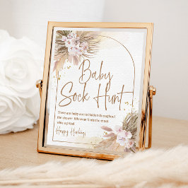 Póster Boho Baby Sock Hunt Game Pampas Grass Baby Shower