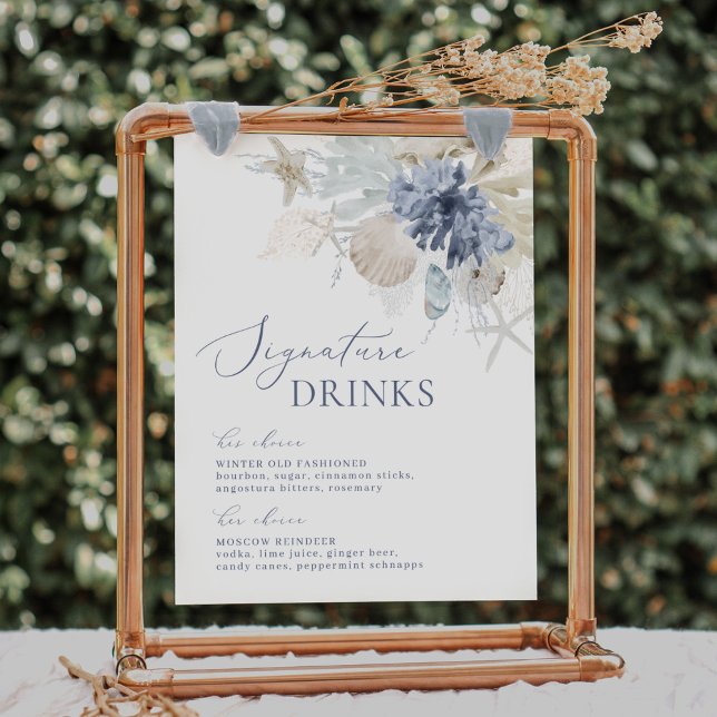 Póster Boho Beach Blue Boda Signature Bebe Rótulo (Subido por el creador)