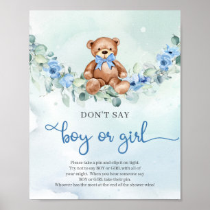 Póster Boho bebé elefante floral No digas niño o CHICA