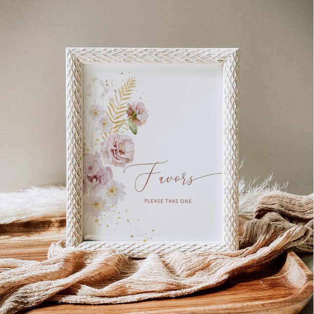 Póster Boho beige gold garden floral Favors (Subido por el creador)