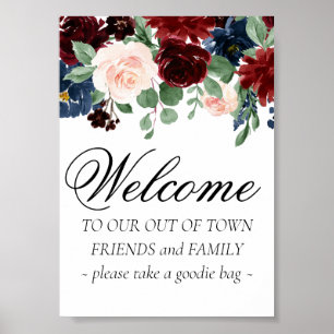 Póster Boho Bloom   Burgundy and Navy Out of Town Guest