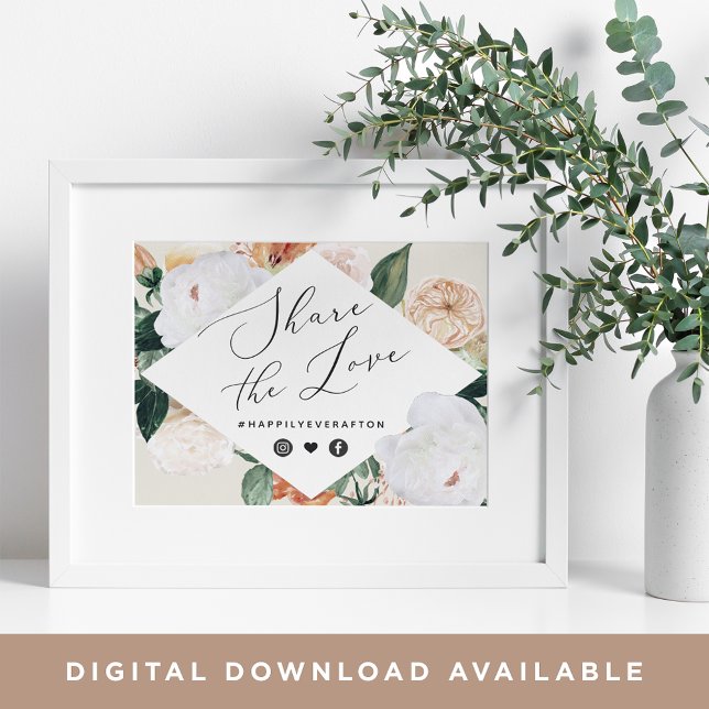 Póster Boho Blooms Boda Hashtag Rótulo (Subido por el creador)