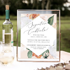 Póster Boho Blooms Boda Signature Cocktail Rótulo