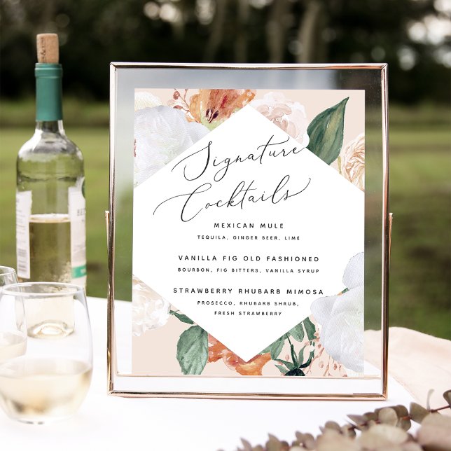 Póster Boho Blooms Boda Signature Cocktail Rótulo (Subido por el creador)