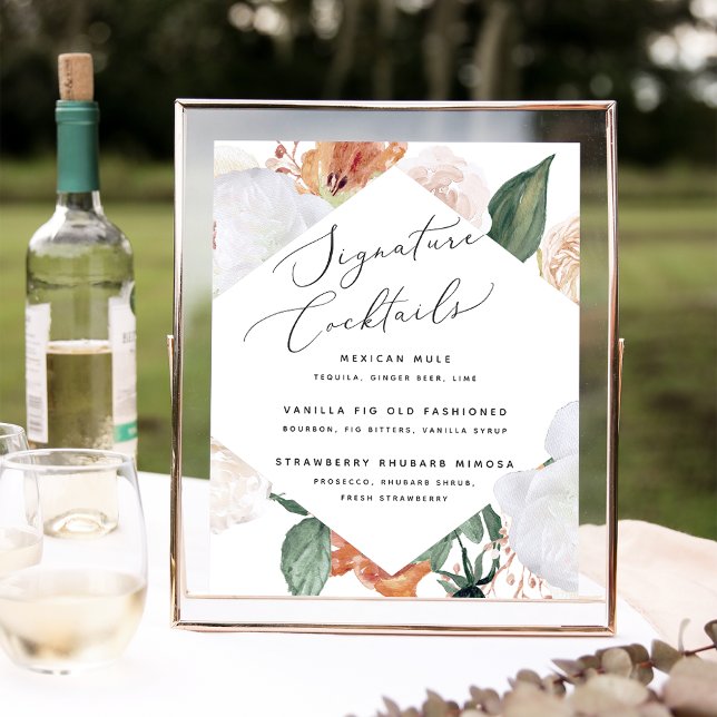 Póster Boho Blooms Boda Signature Cocktail Rótulo (Subido por el creador)
