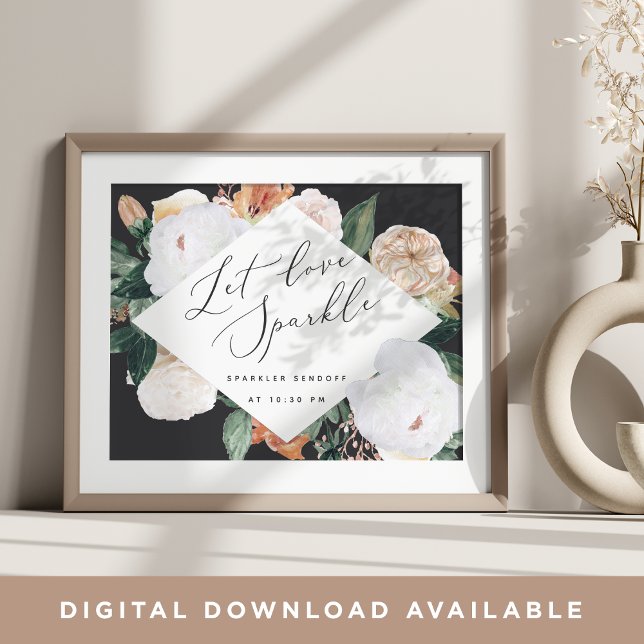 Póster Boho Blooms Boda Sparkler Sendoff Rótulo (Subido por el creador)
