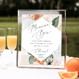 Póster Boho Blooms Mimosa Bar Rótulo