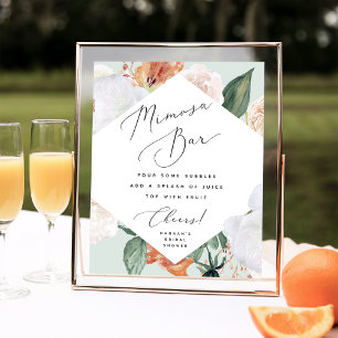 Póster Boho Blooms Mimosa Bar Rótulo