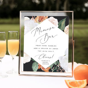 Póster Boho Blooms Mimosa Bar Rótulo