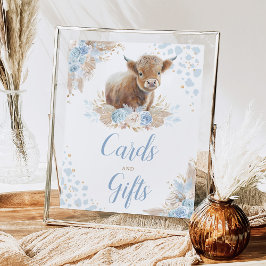 Póster Boho Blue Highland Cow Cards & Gifts Rótulo